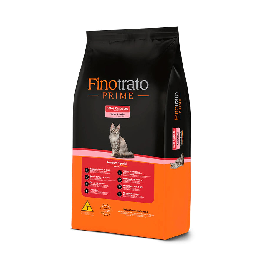 Ração Finotrato Prime Premium Especial Gatos Castrados Sabor Salmão