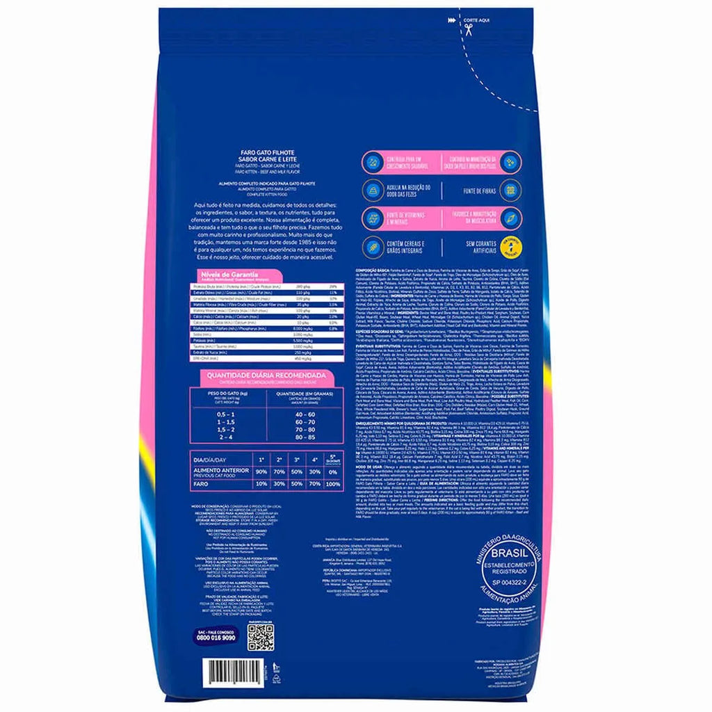 Ração Faro Premium Gato Filhote Carne Leite 20KG