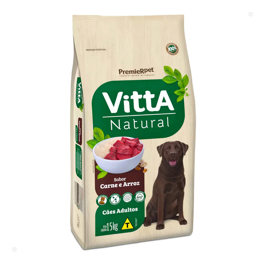 Vitta natural Cães adulto porte grande carne e arroz 15kg