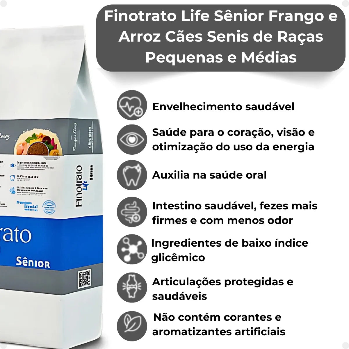 Fino trato Sênior raças pequenas e médias frango e arroz 10kg