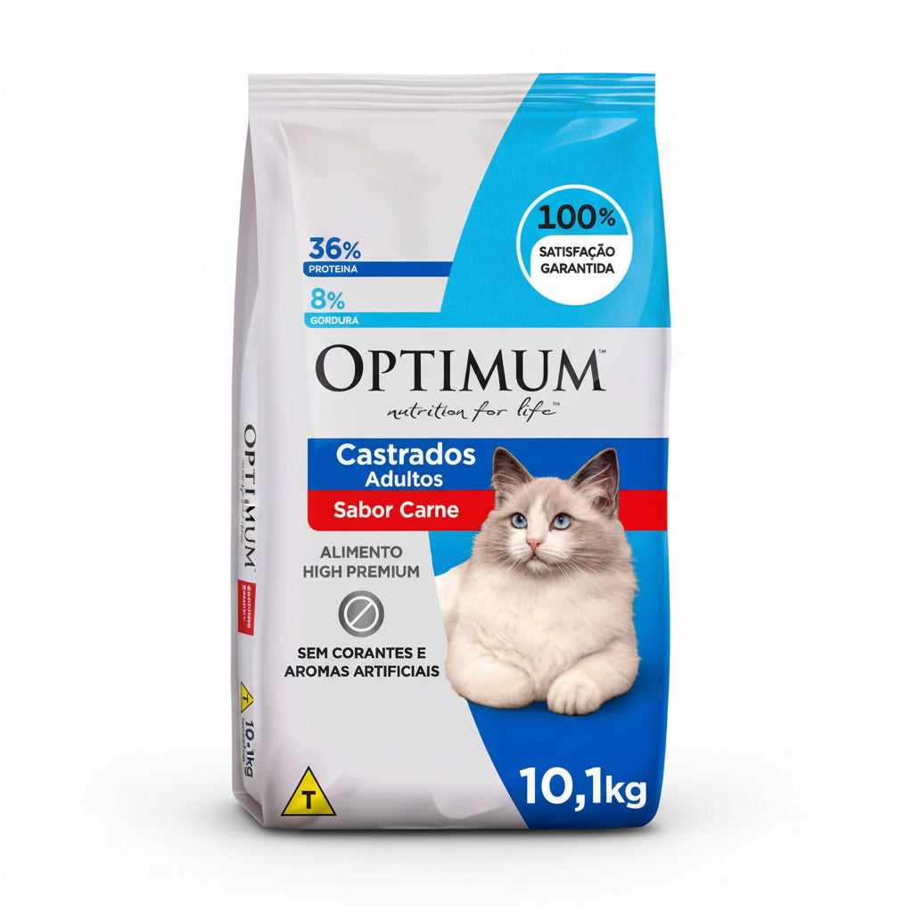 Ração Optimum Para Gatos Castrado Carne 10kg