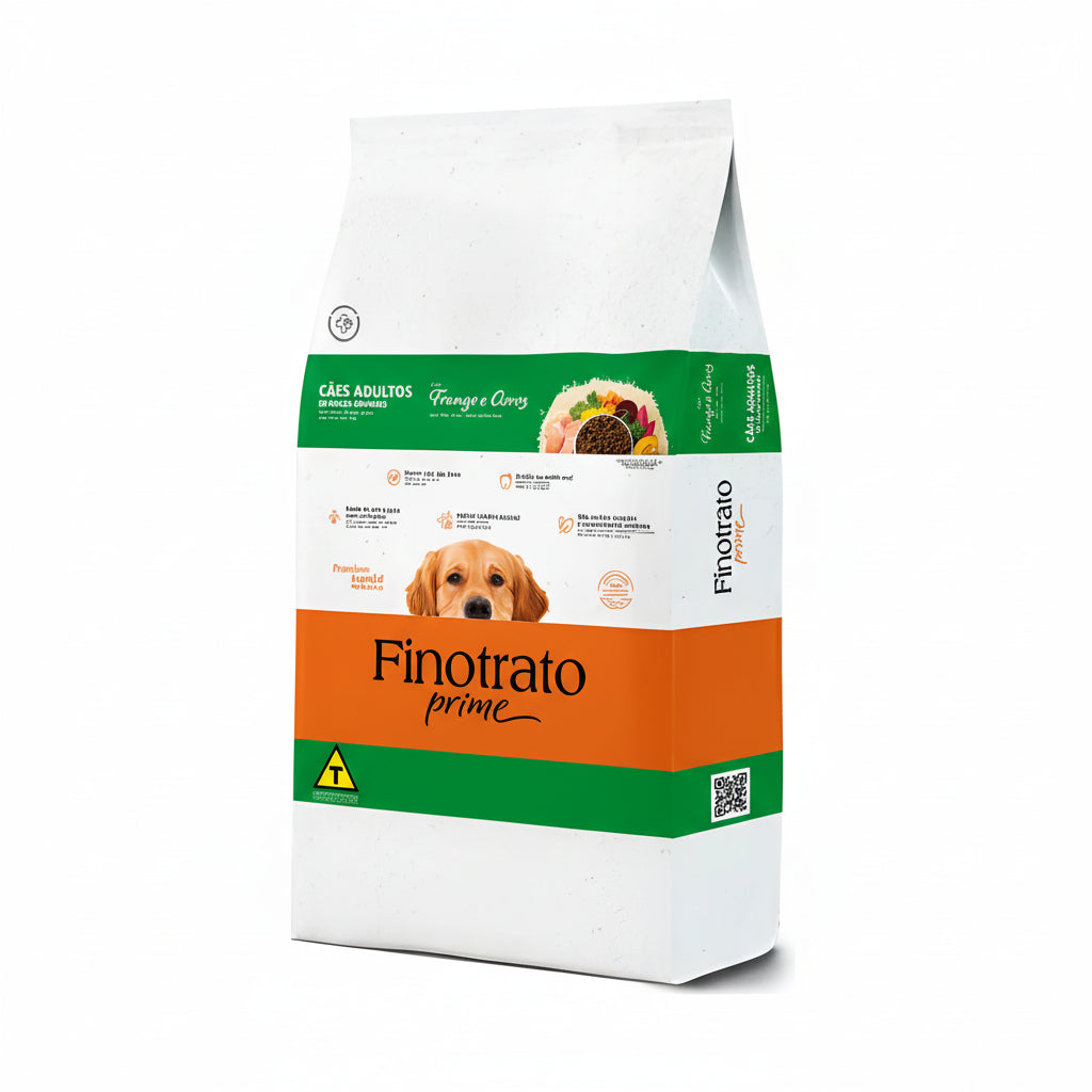 Ração Finotrato Prime Premium Especial Sabor Frango e Arroz para Cães Adultos de Raças Grandes 20kg