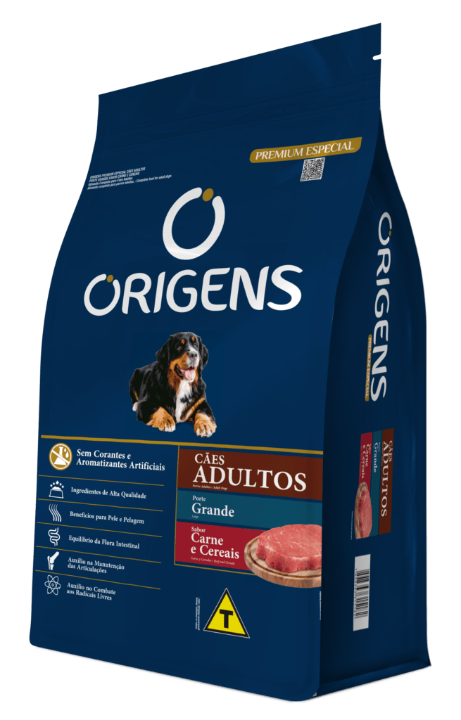 Origens cães adulto Raças grande carne e cereais 15kg