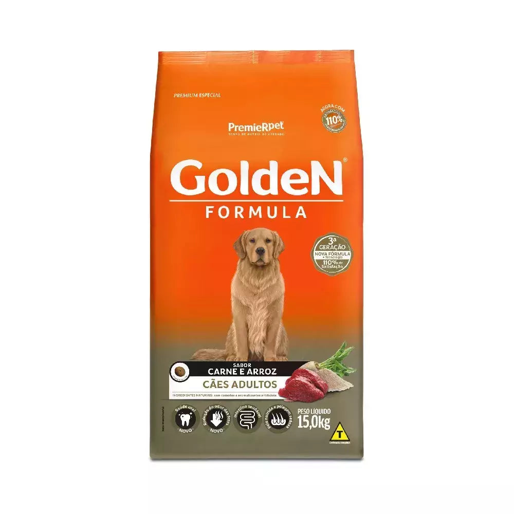 Golden Fórmula Cães Adultos Carne e Arroz 15kg